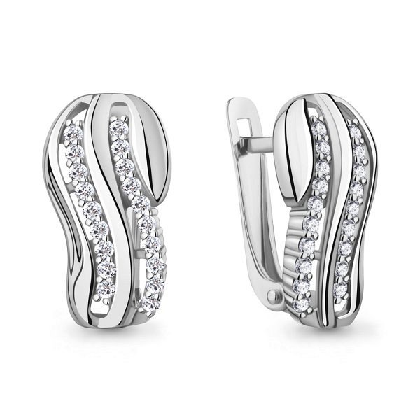 Серьги из серебра c фианитом