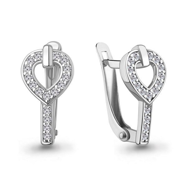 Серьги из серебра c фианитом