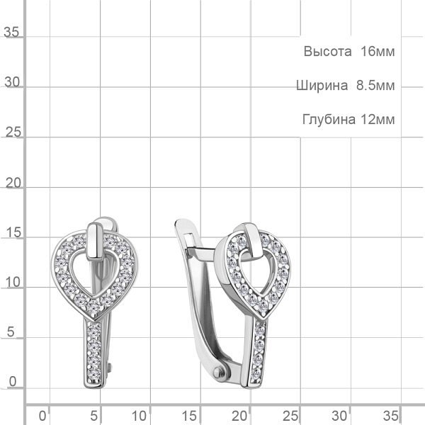 Серьги из серебра c фианитом — фото 2