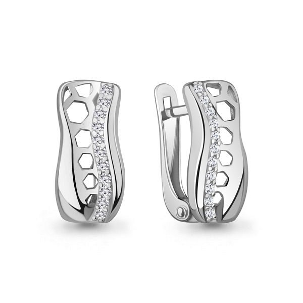 Серьги из серебра c фианитом