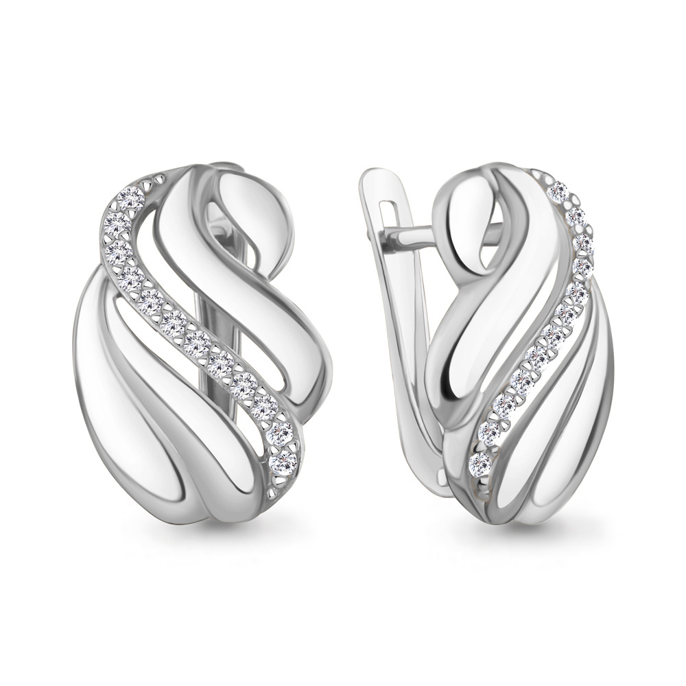 Серьги из серебра c фианитом