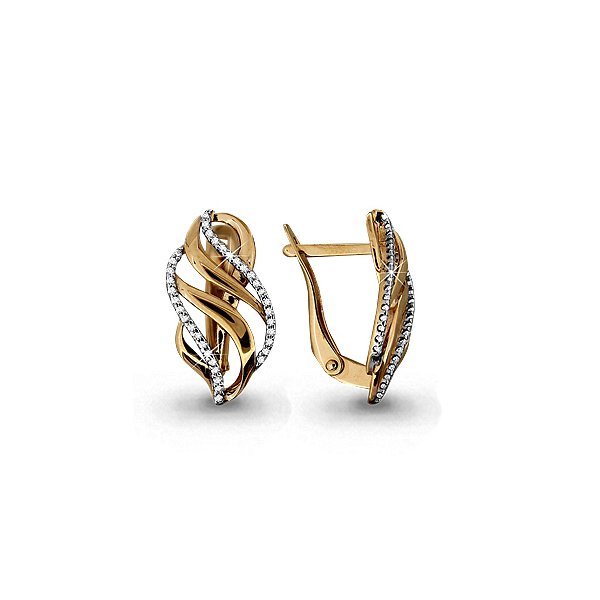 Серьги из золота 585 пробы c фианитом