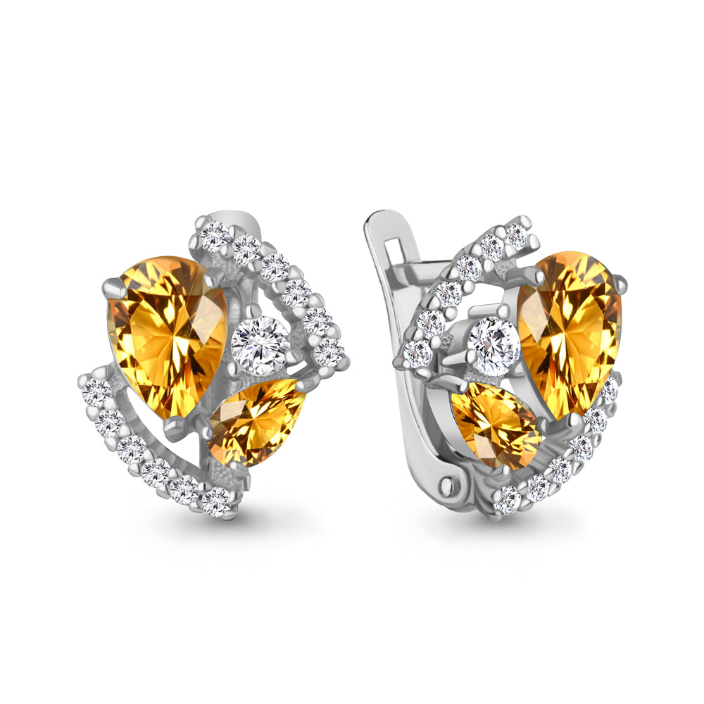 Серьги из серебра c цитрином