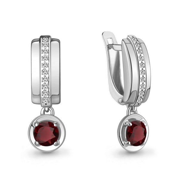 Серьги из серебра c гранатом