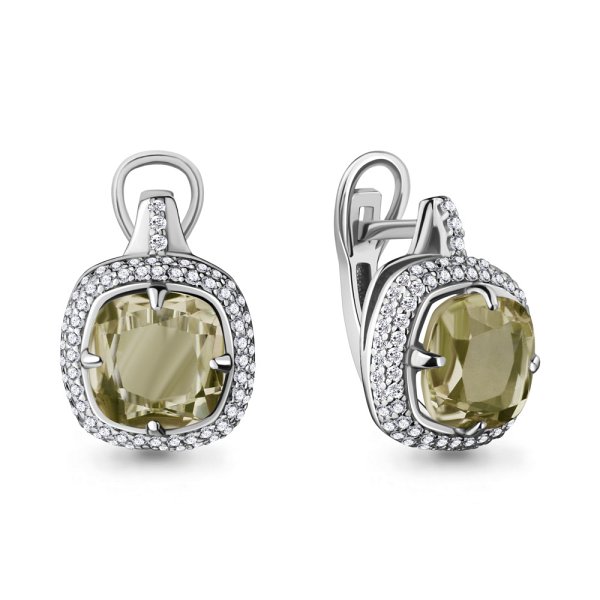 Серьги из серебра c кварцем