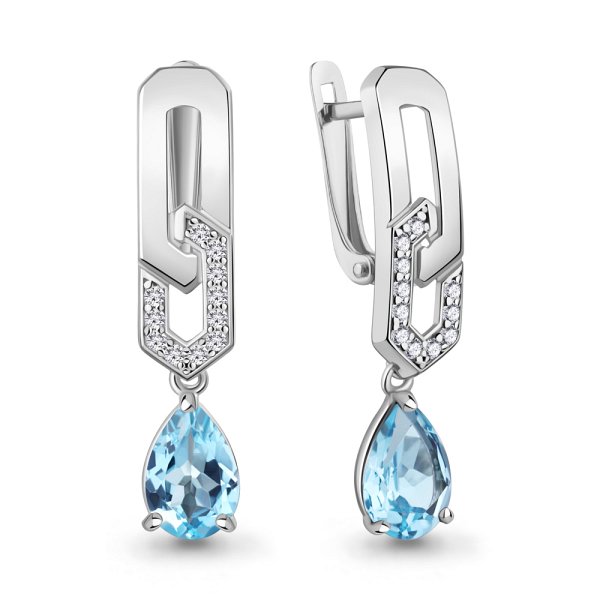 Серьги из серебра c топазом