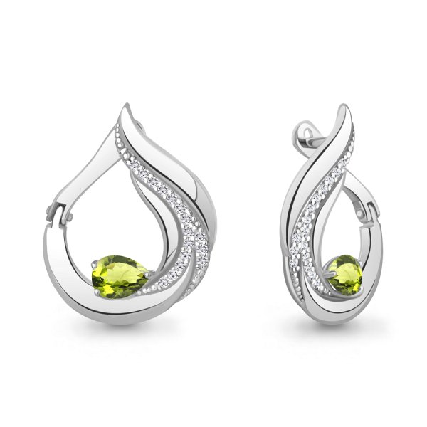 Серьги из серебра c хризолитом