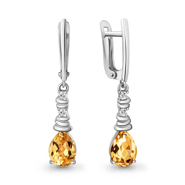 Серьги из серебра c цитрином