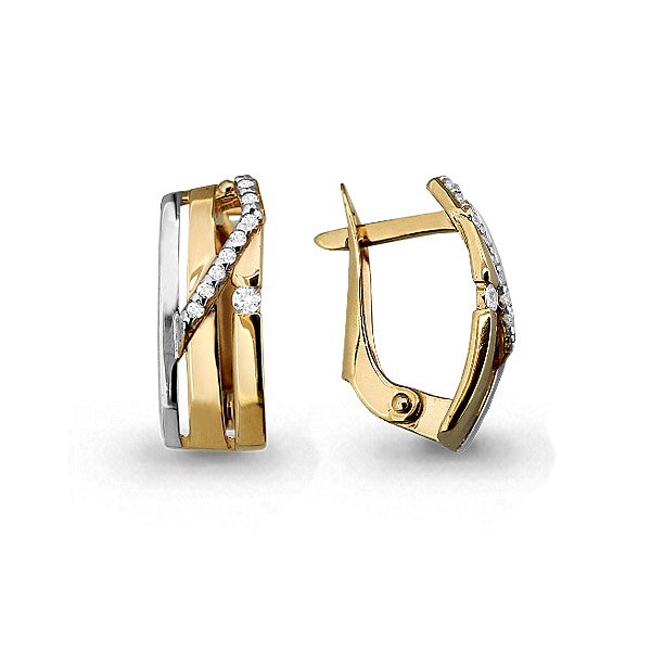 Серьги из золота 585 пробы c фианитом