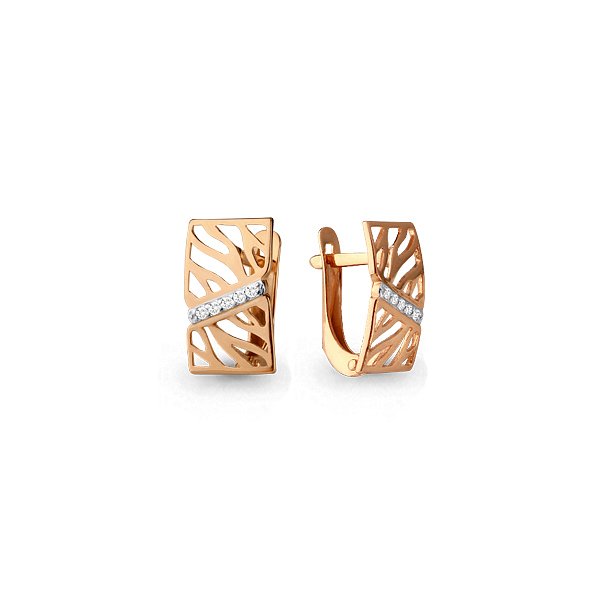 Серьги из золота 585 пробы c фианитом