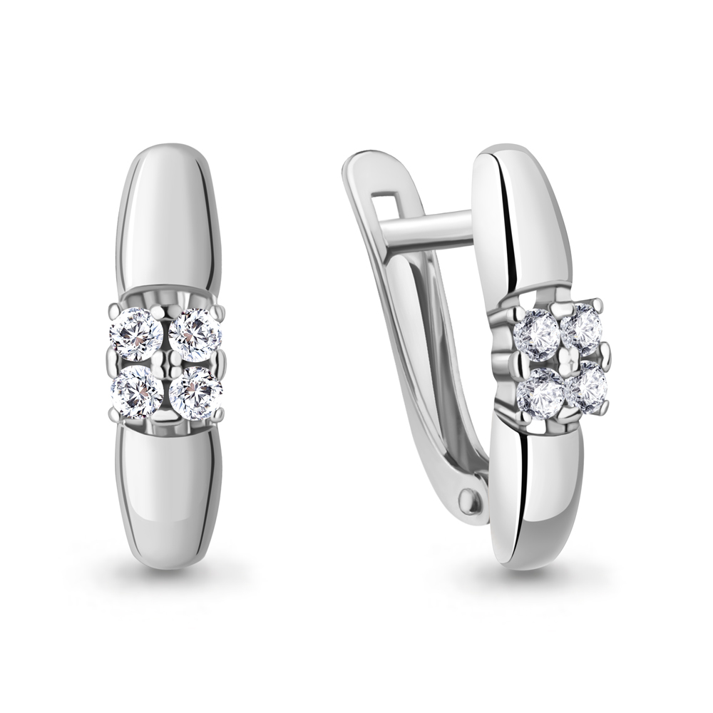 Серьги из серебра c фианитом