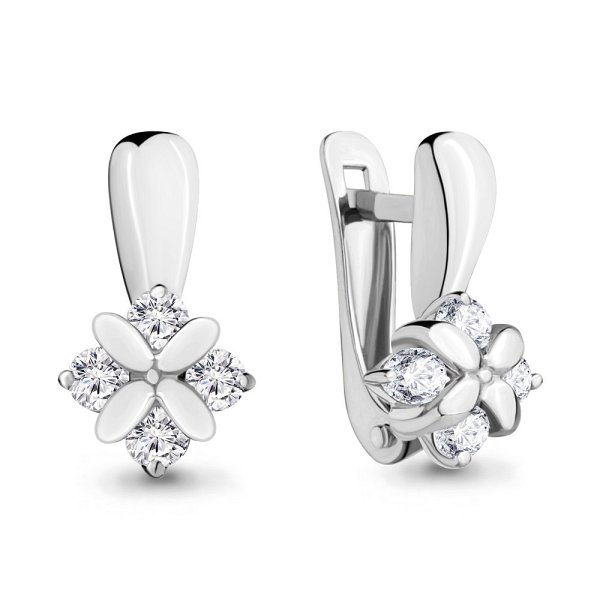 Серьги из серебра c фианитом