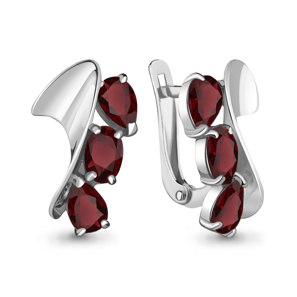Серьги из серебра c гранатом