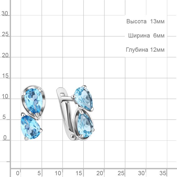 Серьги из серебра c топазом — фото 2