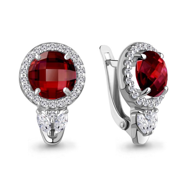 Серьги из серебра c гранатом