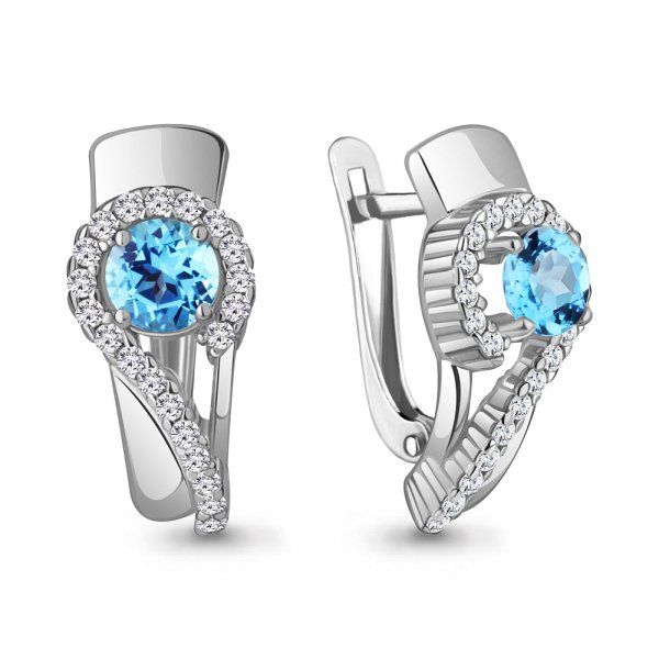 Серьги из серебра c топазом