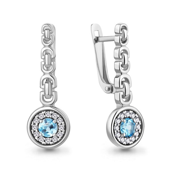 Серьги из серебра c топазом