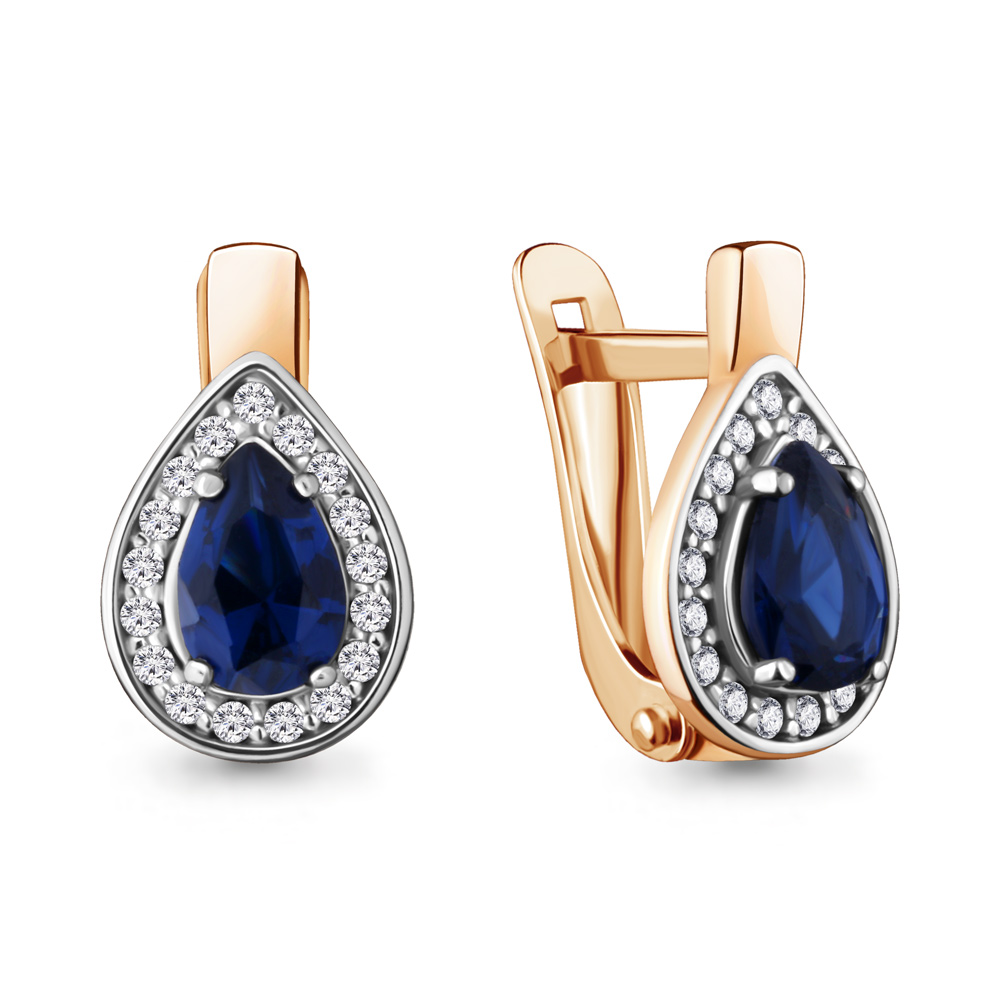 Серьги из серебра c сапфиром