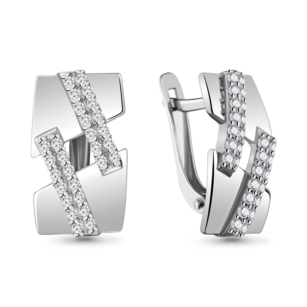 Серьги из серебра c фианитом