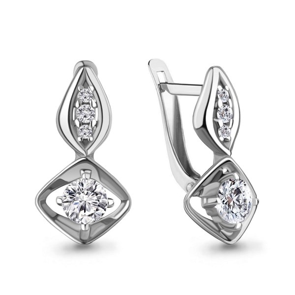Серьги из серебра c фианитом