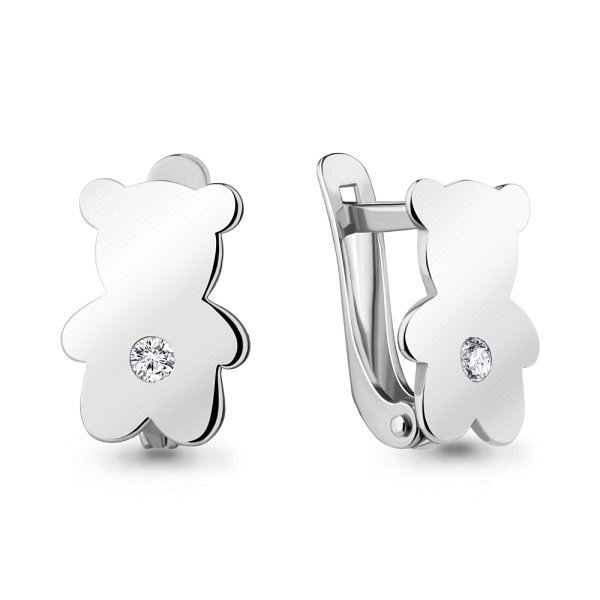 Серьги детские из серебра c фианитом