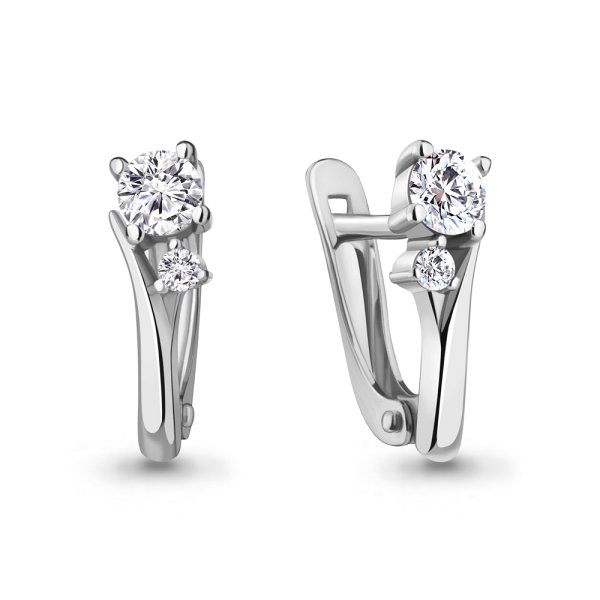 Серьги из серебра c фианитом