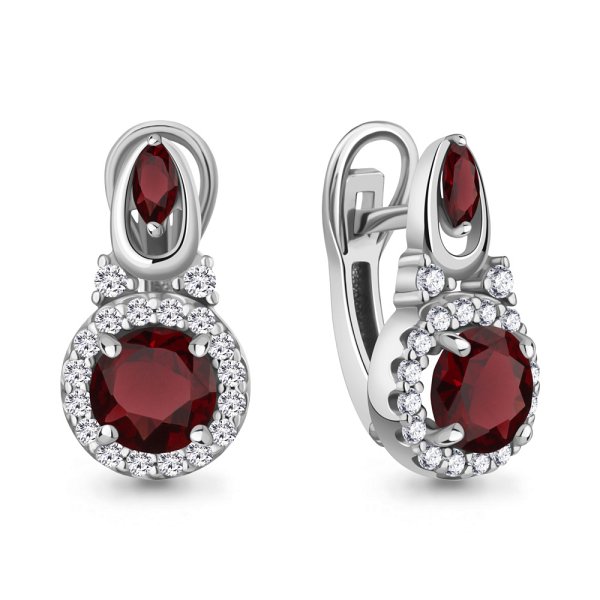 Серьги из серебра c гранатом