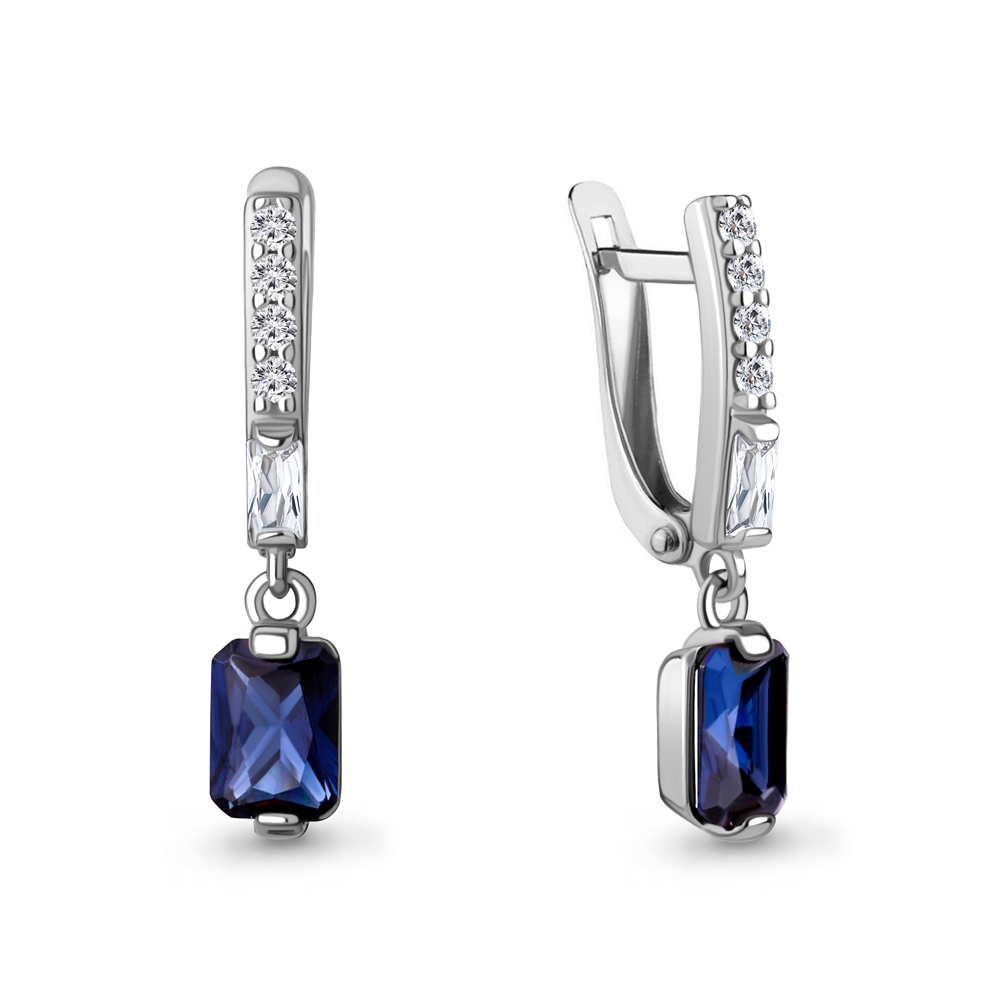 Серьги из серебра c сапфиром