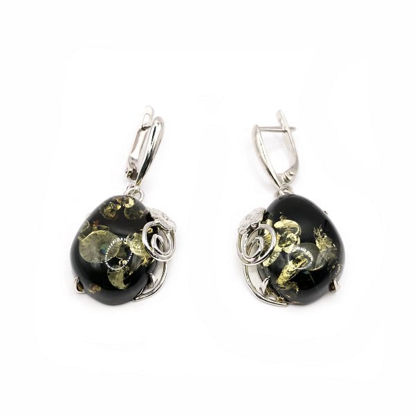 Серьги из серебра c янтарём