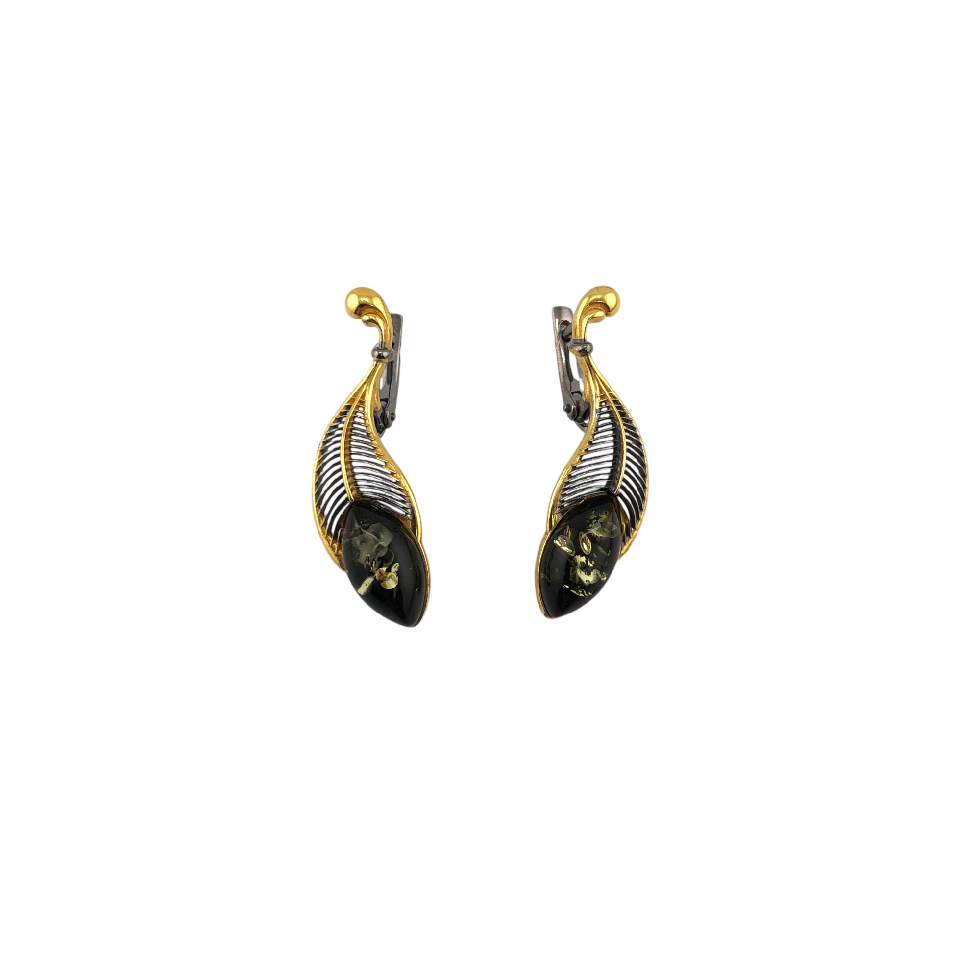 Серьги из серебра c янтарём