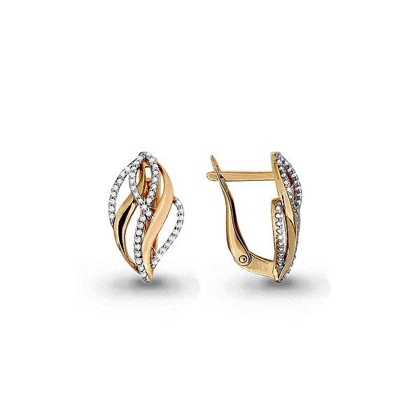 Серьги из золота 375 пробы c фианитом