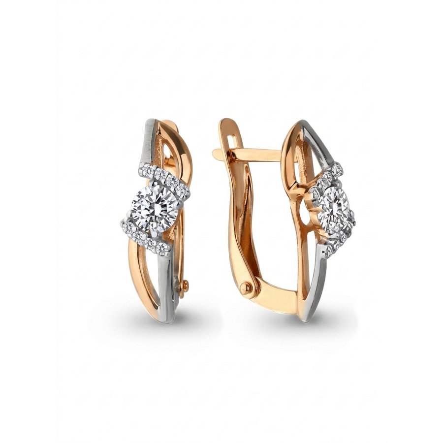 Серьги из золота 375 пробы c фианитом