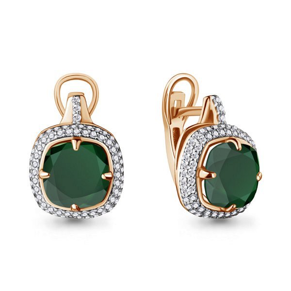 Серьги из золота 375 пробы c агатом