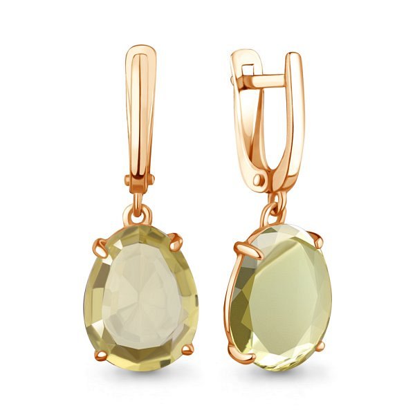 Серьги из золота 375 пробы c кварцем