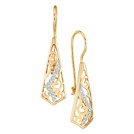 Серьги из золота 585 пробы c фианитом