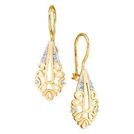 Серьги из золота 585 пробы c фианитом