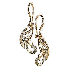 Серьги из золота 585 пробы c фианитом