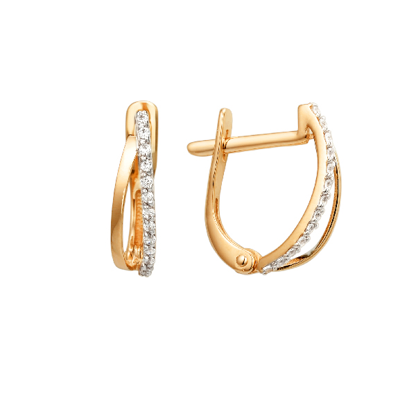 Серьги из золота 375 пробы c фианитом
