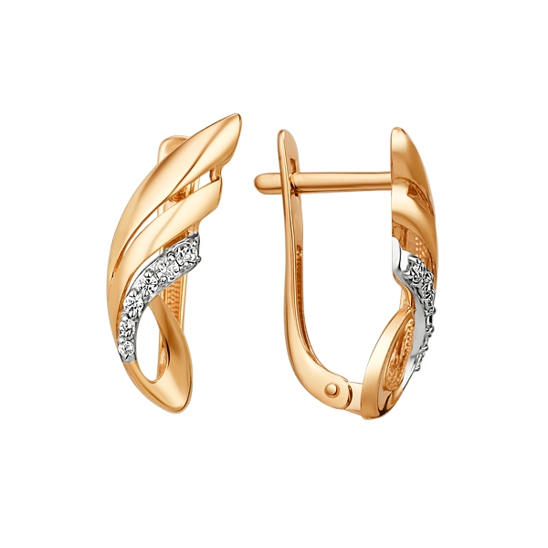 Серьги из золота 375 пробы c фианитом