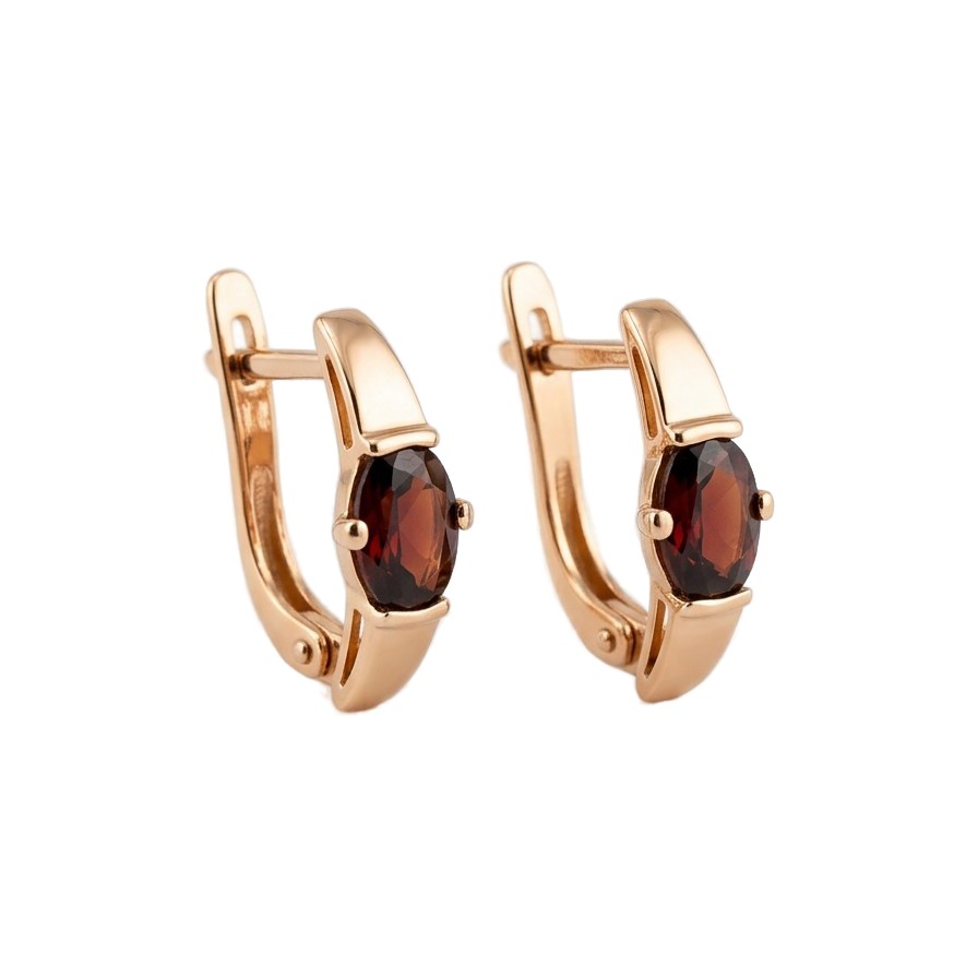 Серьги из золота 375 пробы c гранатом