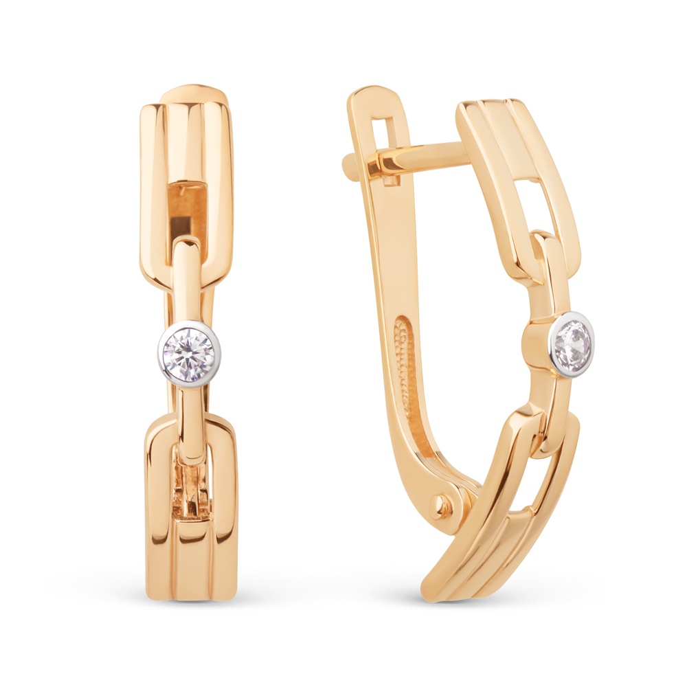 Серьги из золота 375 пробы c фианитом