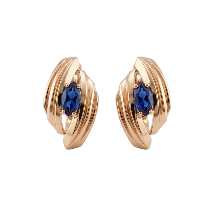 Серьги из золота 375 пробы c сапфиром