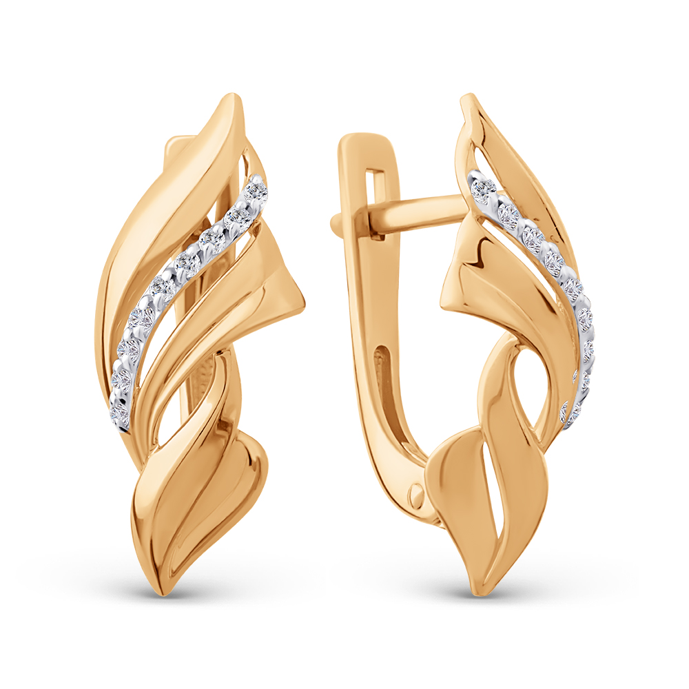 Серьги из золота 375 пробы c фианитом