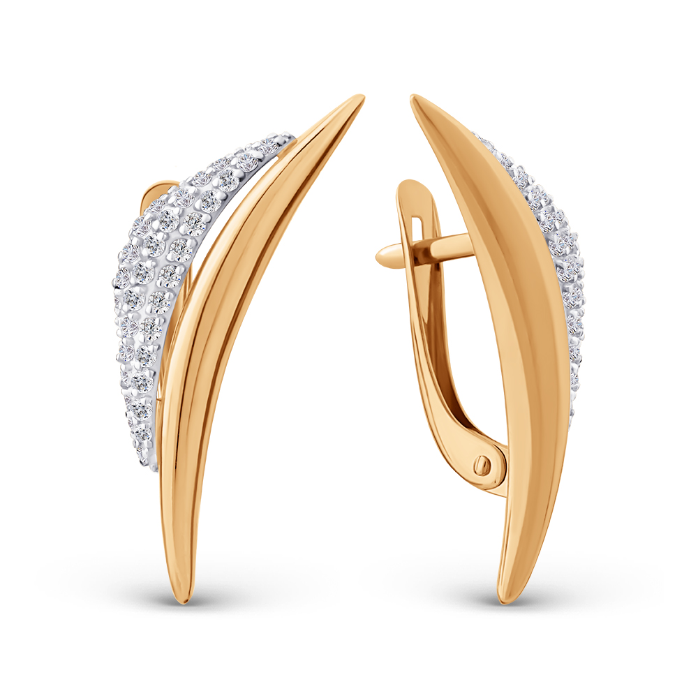 Серьги из золота 375 пробы c фианитом