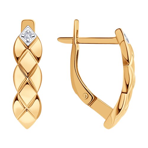 Серьги из золота 585 пробы c фианитом