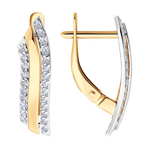Серьги из золота 585 пробы c фианитом