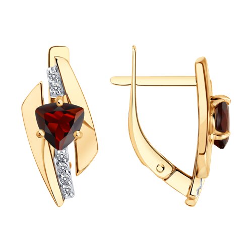 Серьги из золота 585 пробы c гранатом