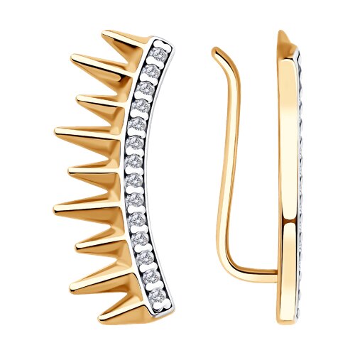 Серьги зажимы из серебра c фианитом