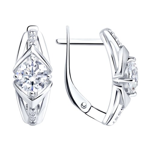 Серьги из серебра c фианитом