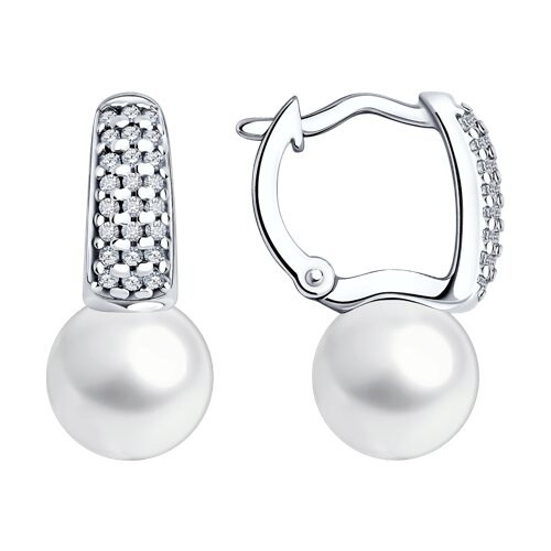Серьги из серебра c жемчугом